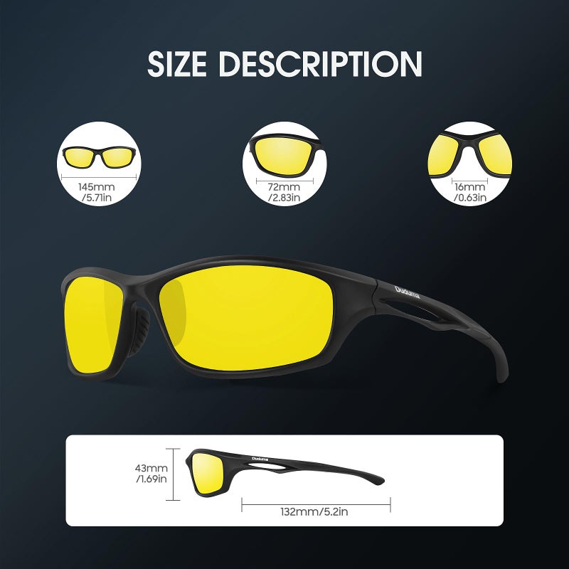 Duduma Polarized Sports Sunglasses for Men Women Running Cycling Fishing Golf Driving Shades Sun Glasses Tr90(black matte frame with yellow lens) - Image 4